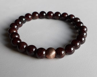 Garnet bracelet with rose gold bead