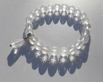 Sparkly quartz bracelet with charm