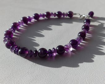 Amethyst bracelet with drop charm