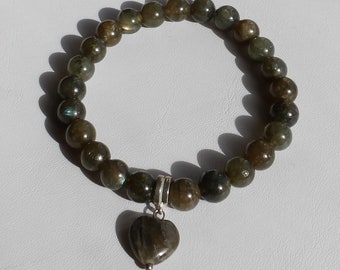 Labradorite bracelet with heart charm