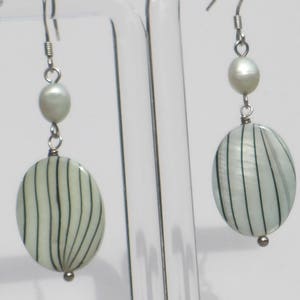 Mint shell and pearl earrings image 3