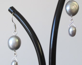 Silver pearl earrings