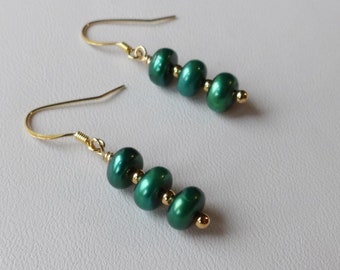 Green pearls x3 earrings