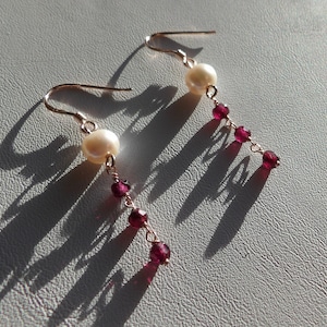 Pearl and garnet earrings
