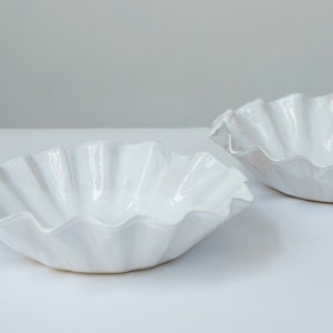 White Handmade Ceramic shell Bowl dessert bowl Salads bowl ceramic Fruits bowl pottery white bowl image 3