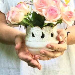 Small White Scalloped Edge Bowl Nut Candy Dish Ceramic Candle Holder, Planter or Jewelry Dish Decorative Ceramic Crown bowl image 6