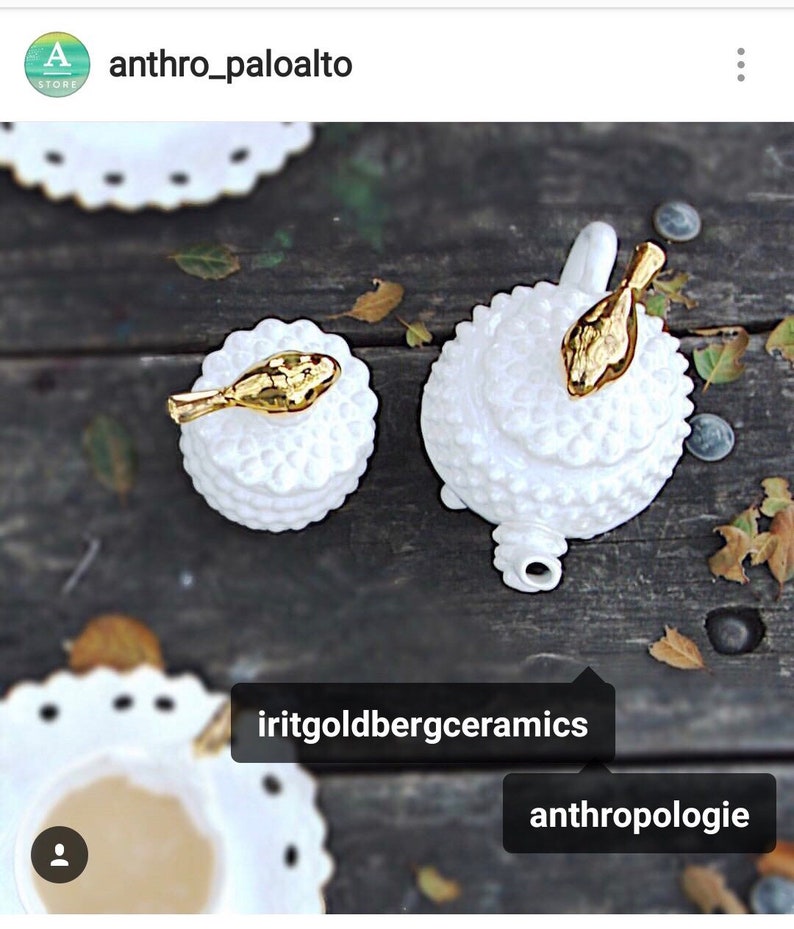 White Ceramic Teapot With bird lid Porcupine Pattern pottery teapot decorative teapot image 4