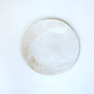 White Lace Ceramic Plate | Round Organic Ceramic Platter |Handmade Pottery Tray |Ceramic Serveware | Large Ceramic Dish