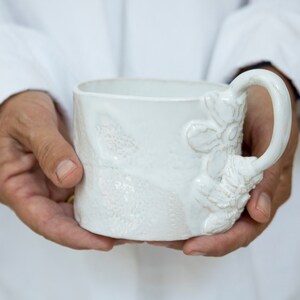 L Mug Unique tea mugone of a kind coffee mug ceramic muglaced ceramic mug boho white ceramic mugholds 450ml image 3