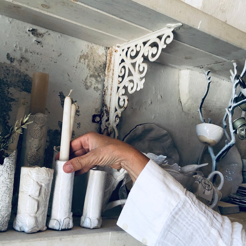 White Ceramic Candlestick Holder Handmade Small Candlestick Etsy