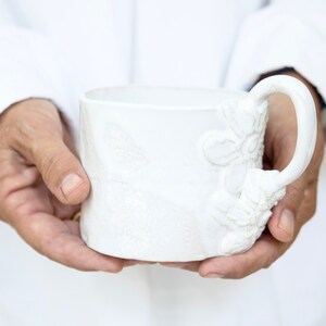 L Mug Unique tea mugone of a kind coffee mug ceramic muglaced ceramic mug boho white ceramic mugholds 450ml image 2