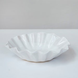 White Handmade Ceramic shell Bowl dessert bowl Salads bowl ceramic Fruits bowl pottery white bowl image 2