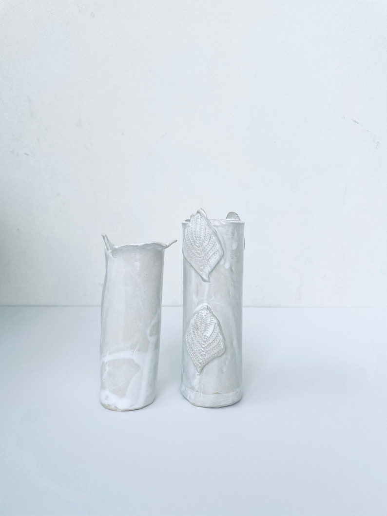 White Ceramic Candlestick Holder Handmade Small Candlestick Minimalist