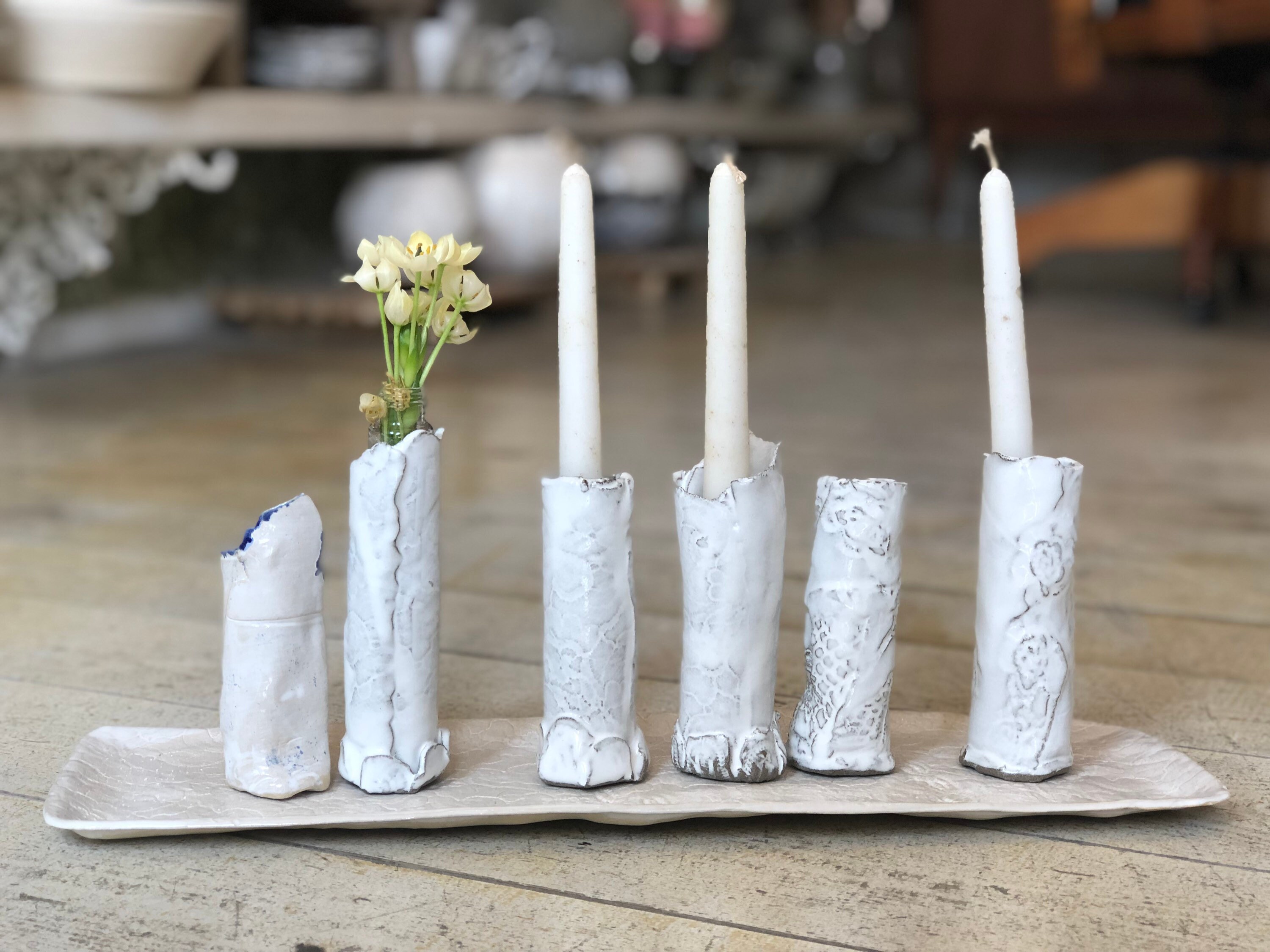 White Ceramic Candlestick Holder Handmade Small Candlestick Etsy
