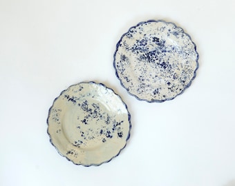 Blue &white   Flower  plate  |Handmade Ceramic plate|  Dessert dessert   Plate.|flower plate