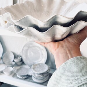 White Handmade Ceramic shell Bowl dessert bowl Salads bowl ceramic Fruits bowl pottery white bowl image 4
