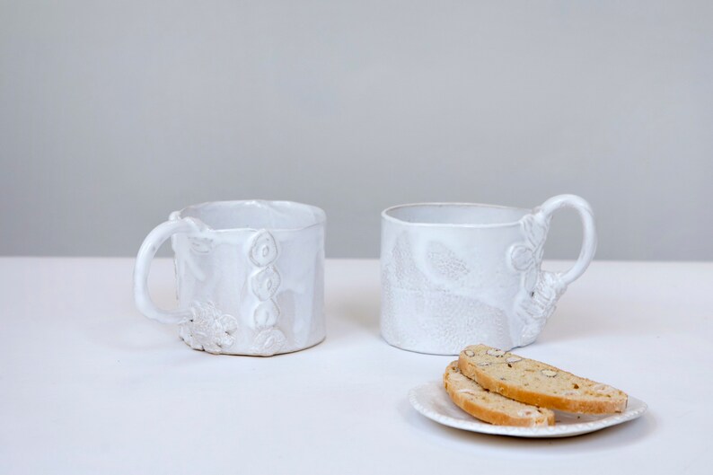 L Mug Unique tea mugone of a kind coffee mug ceramic muglaced ceramic mug boho white ceramic mugholds 450ml image 1