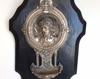 French Holy water font. 'Bénitier. Jesus holy water font. Antique Jesus. Antique holy water font. Antique church relic. Napoleon III.