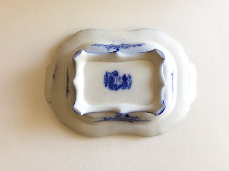 Flow blue china Vegetable server Antique bowl Blue white china Ironstone Antique china Romantic scene. Burgess /& Leigh Nonpareil