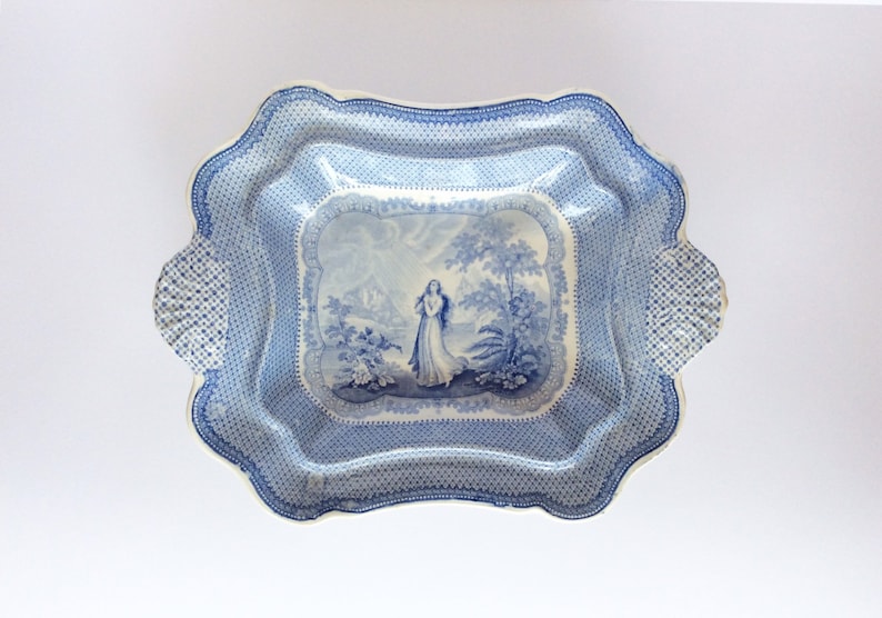 Antique plate Blue white china Rare. Lord Byron Transferware Collectible transferware Religious antique Ironstone Blue transferware