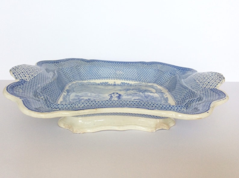 Antique plate Blue white china Rare. Lord Byron Transferware Collectible transferware Religious antique Ironstone Blue transferware