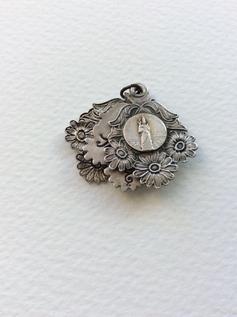 Momento mori Vintage locket. Religious medal Religious locket Sliding locket French medallion French locket Mourning jewelry