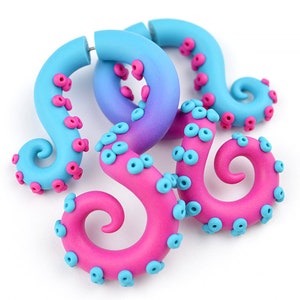 Earrings Octopus Plugs Ear Plugs Octopus Gauge Earrings Tentacles Plug Quinn Costume Frozen Cosplay Ears Tentacle Gauges