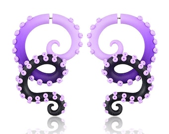 Ursula Earrings Fake Gauge Earrings Ears Tentacle Earrings Ear Plugs Octopus Gauges Ursula Earrings Ursula Ears Ursula Costume