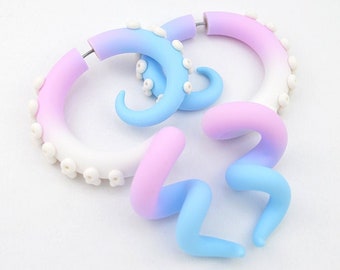 Transgender Earrings Trans Flag Trans Pride Octopus Tentacle Earrings Transsexual Menhera Chan Yami Kawaii Style Trans Earrings Fairy Kei