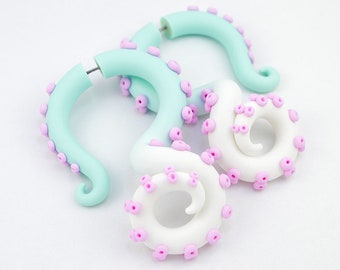 Yami Kawaii Tentacle Earrings Mermaid Ear Plugs Fake Plugs Octopus Fake Gauge Earrings Ariel Pop Kei Fairy Kei Menhera