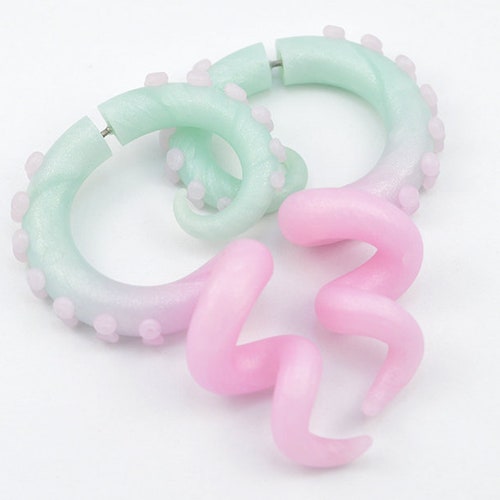 Glow Menhera Fairy Kei Yami Kawaii Tentacle Earrings Pastel Etsy