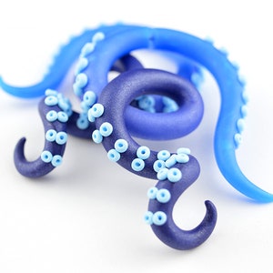 Blue Diamond Tentacle Orecchini Lapislazzuli Polpo Orecchini Tentacolo Calibri Orecchini Orecchini Tappi per le orecchie immagine 2