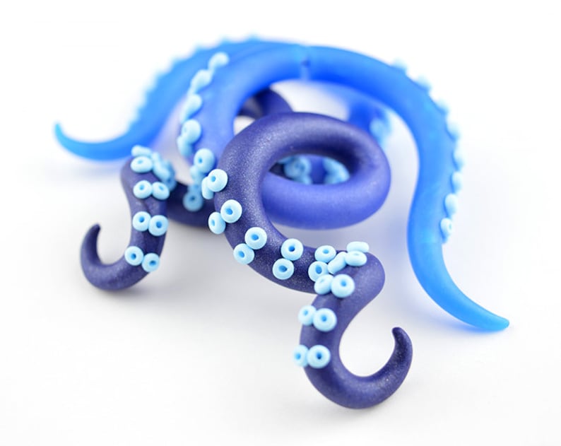 Blue Diamond Tentacle Earrings Lapis Lazuli Octopus Earrings Tentacle Gauges Earrings Ear Plugs image 2
