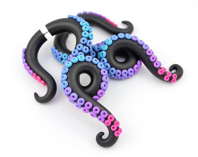 Tentacle Plug Creepy Cute Fake Gauge Earrings Octopus Etsy