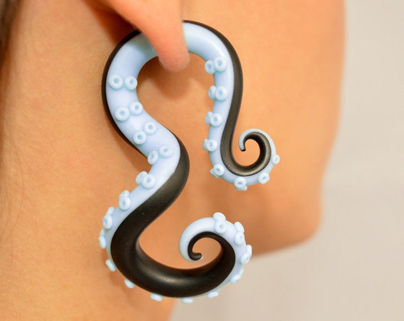 Octopus Earrings Tentacle Earrings Faux Gauge Fakers Fake Etsy