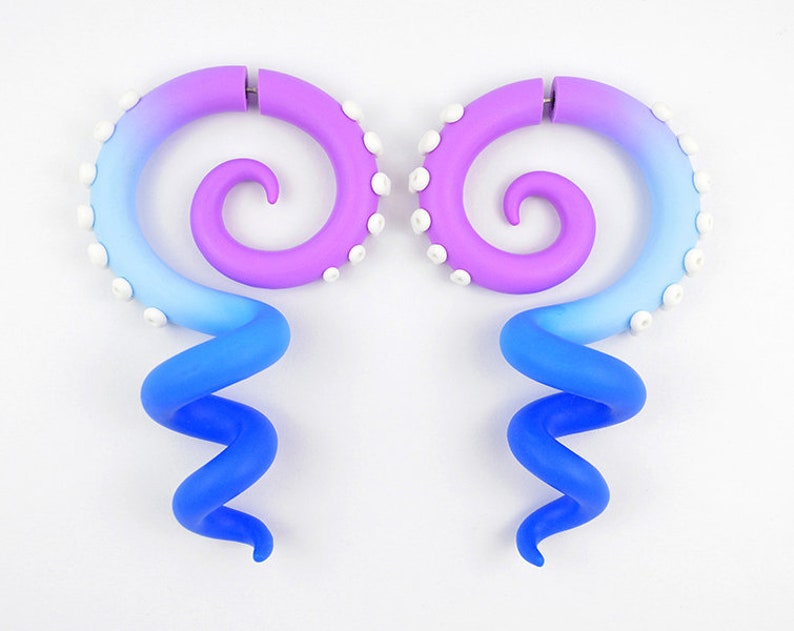 Octopus Tentacle Earrings Fake Gauge Tentacle Earrings Octopus Etsy