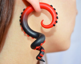 Earrings and Ear Plugs Tentacle Gauges Tentacle Plugs Octopus Tentacles Gauges Earrings Octopus Gauge Vampire Costume