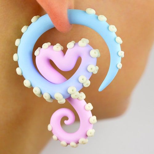 Menhera Kei Yami Kawaii Tentacle Earrings Fairy Kei Pastel Etsy