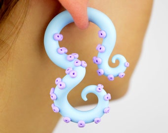 Kawaii Tentakel Ohrringe für Frauen Fake Gauge Ohrringe und Ohrstecker Harajuku Fee Kei Menhera Tentakel Gauges Octopus Pastel Goth