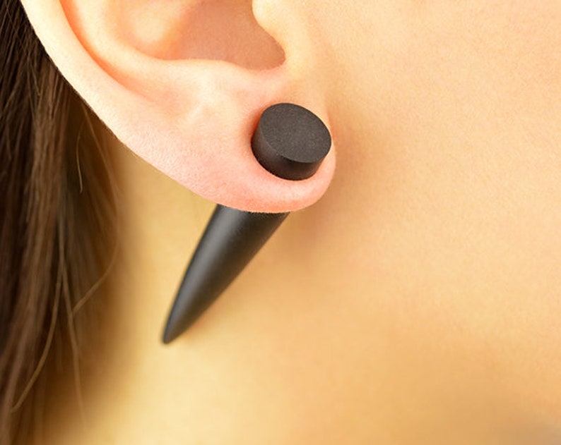 Fake Taper Earrings Matte Round Studs Fake Ear Taper Faux Etsy