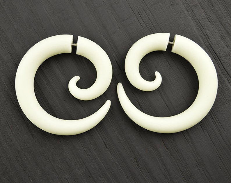 Spiral Gauges Faux Gauge Earrings Zombie Earrings Creepy Jewelry Spiral Earrings Christmas Earrings Spiral Plugs Stud Earrings Ear Plugs image 2