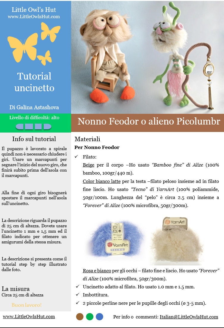 058IT Grandpa Feodor or Picolumbr Alien Crochet Tutorial. Amigurumi Toy PDF  by Astashova  