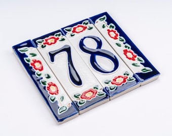 Hand-Made Ceramic House Number 13 cm