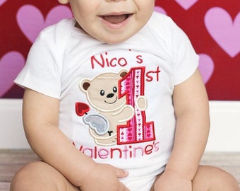 My 1st Valentine's Day Shirt, Bodysuit or Bib Personalized Valentine's Day Gift Baby Valentine's Day Present First Valentine's Day Baby