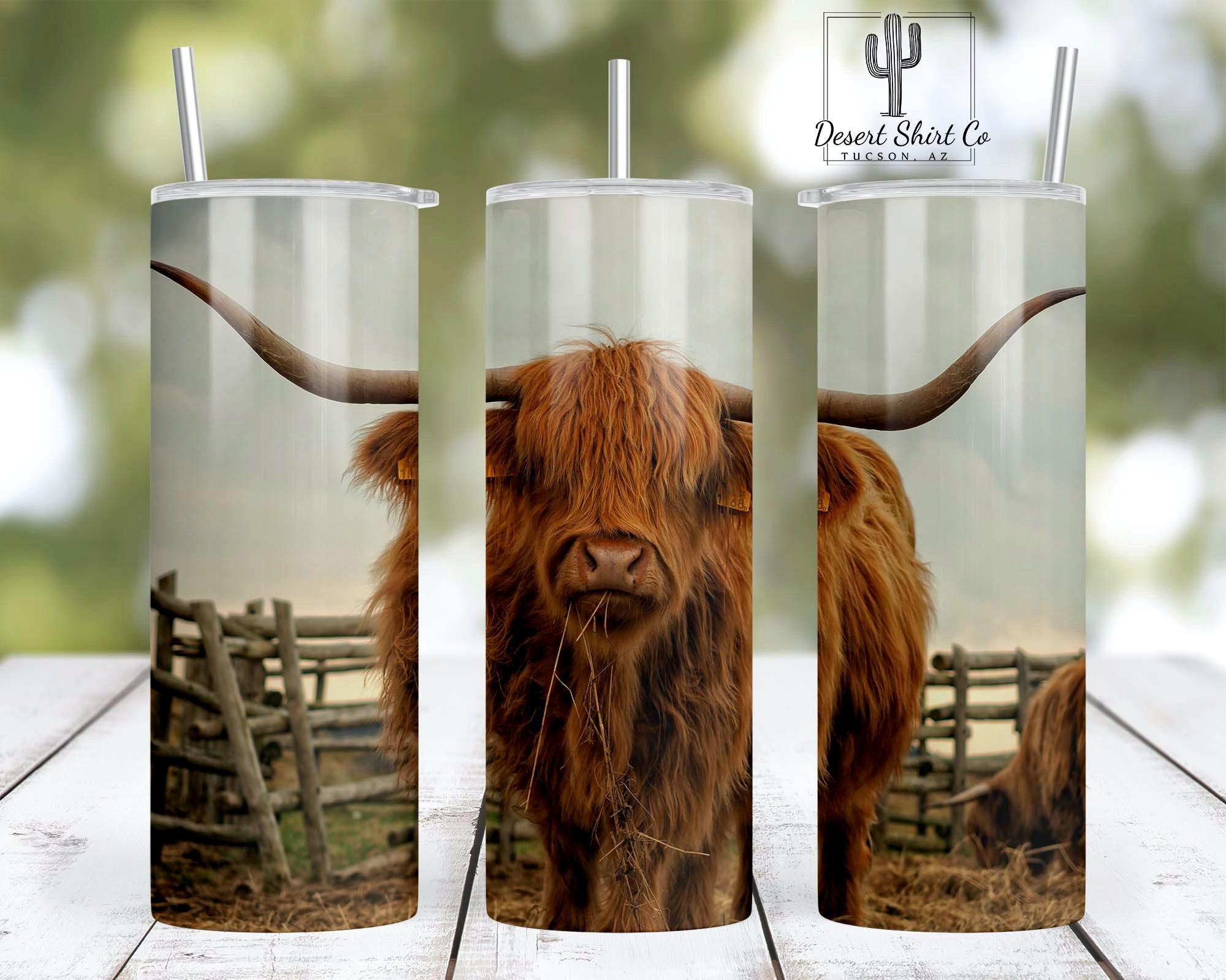 Highland Cow Leopard 20 oz insulated tumbler with lid and straw