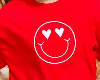 EMBROIDERED Heart Face Smiley Shirt / Valentine Crewneck / Self Love Valentine Day Present / Embroidered Crewneck / Trendy / Preppy Crewneck