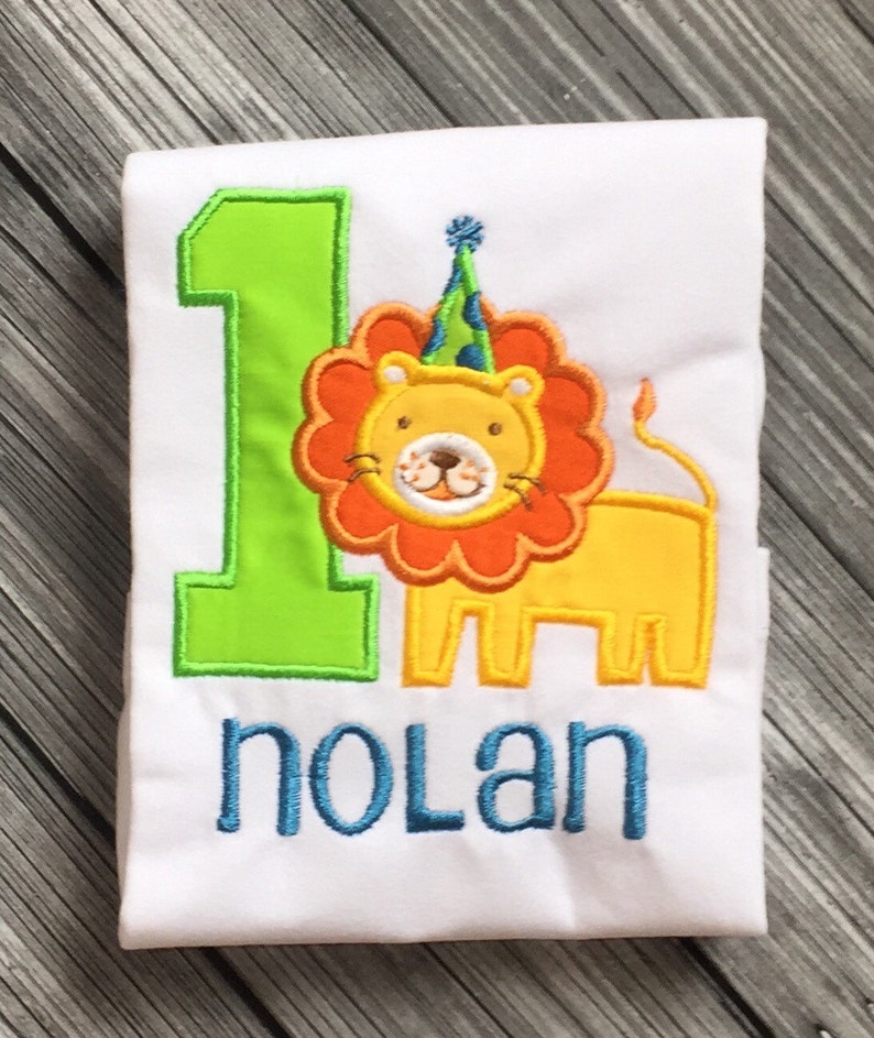 First Birthday Cake Smash Outfit Lion 1st Birthday Personalized Embroidered Shirt or Onesie Lion Theme Circus themed birthday shirt