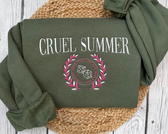 EMBROIDERED Cruel Summer Varsity Crewneck / Preppy Sweater / Music Lover Concert Shirt / Trending Crewneck / Cruel Summer / Swifte