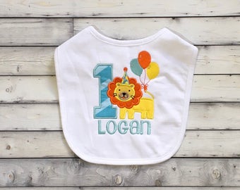 Lion 1st Birthday Personalized Embroidered Bib, Shirt or Bodysuit First Birthday Cake Smash Outfit! Circus themed birthday shirt! Lion Theme