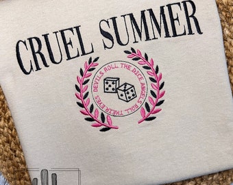 EMBROIDERED Cruel Summer Varsity Crewneck / Preppy Sweater / Music Lover Concert Shirt / Trending Crewneck / Cruel Summer / Swifte